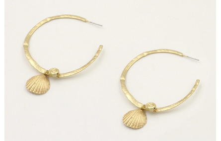 Pendientes aro aplastado con caracolillo y colgant