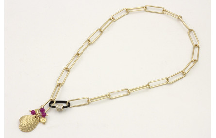 Collar cadena eslabón rectangular grande, cierre e