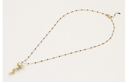 Solitario cadena micro esmalte negro colgante medu