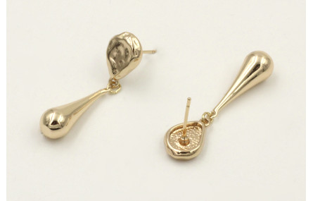 Pendientes perno gota martilleada con colgante de 