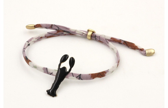 Pulsera lazo liberty lila con flores marrones y bl