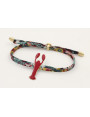 Pulsera lazo liberty azulon con flores rojas,mosta