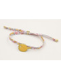Pulsera lazo liberty blanco con flores mostaza,ros