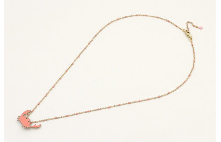 Solitario cadena micro esmalte rosa con colgante c