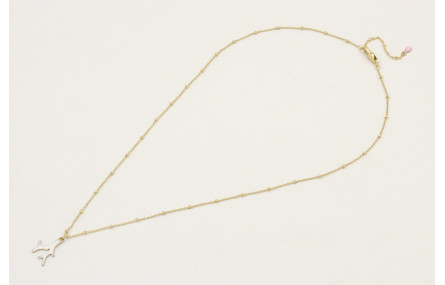 Solitario cadena micro bola dorado mate con colgan