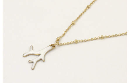 Solitario cadena micro bola dorado mate con colgan