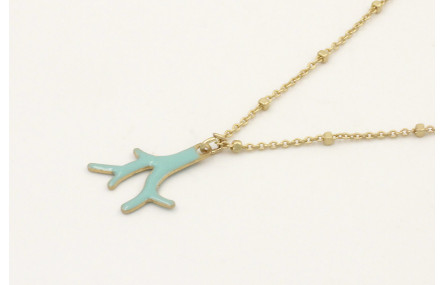 Solitario cadena micro bola dorado mate con colgan