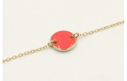 Pulsera cadena eslabón pequeño dorado con circulo