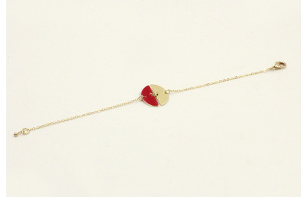 Pulsera cadena eslabón pequeño dorado con 2 semicr