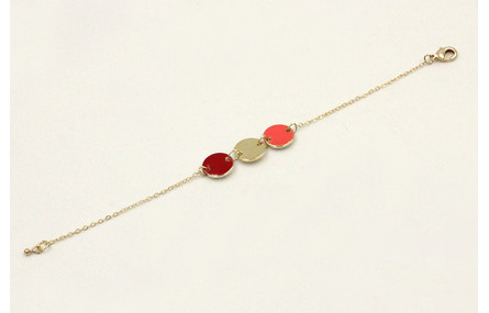 Pulsera cadena eslabón pequeño dorado con circulos