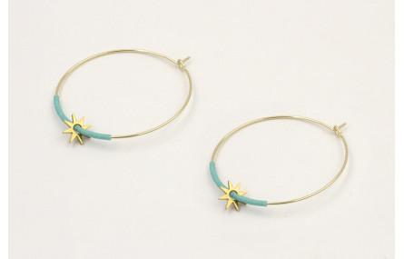 Pendientes de acero inoxidable aro grande estrella