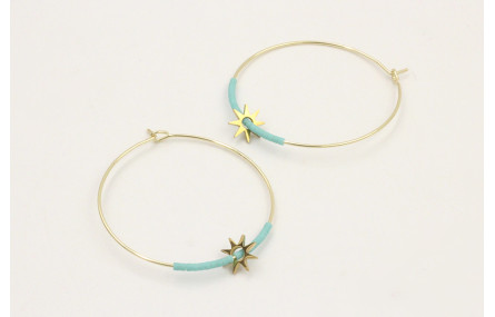 Pendientes de acero inoxidable aro grande estrella