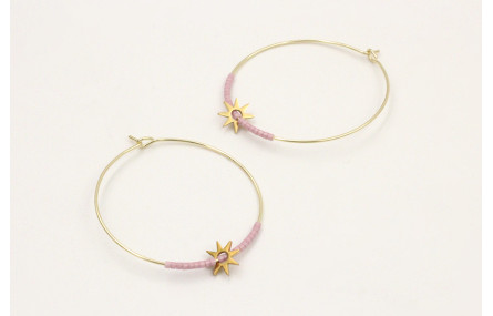 Pendientes de acero inoxidable aro grande estrella