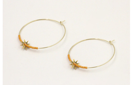 Pendientes de acero inoxidable aro grande estrella