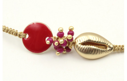 Pulsera hilo dorado palido con nudo serpiente, con