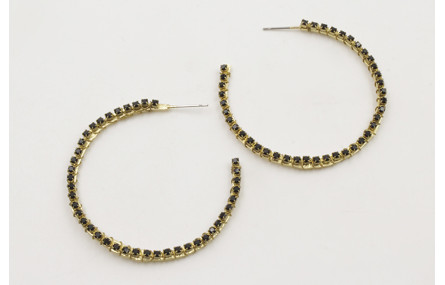 Pendientes aro plana forrado con cadena de strass 
