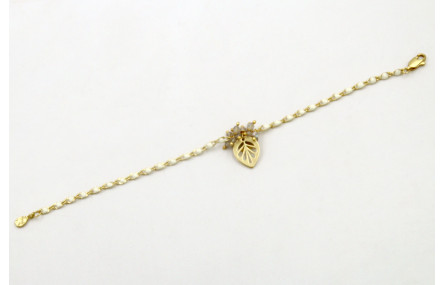 Pulsera cadena esmaltada blanca con hoja calada do