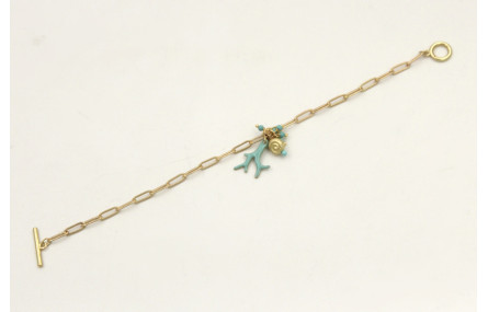 Pulsera cadena ovalos dorado mate con colgante cor