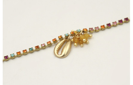 Pulsera cadena de strass de colores azul,rosa,nara