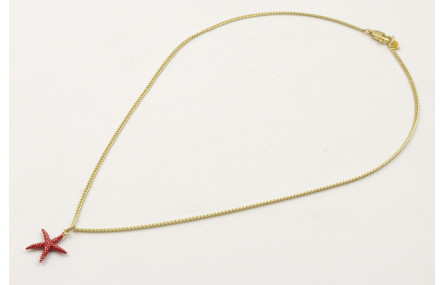 Solitario cadena plana dorada mate con colgante es