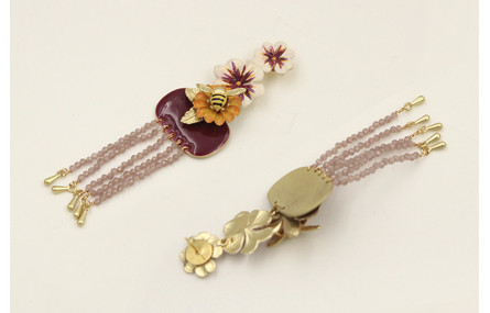 Pendientes flores blanca,morada,naranja,rectangulo