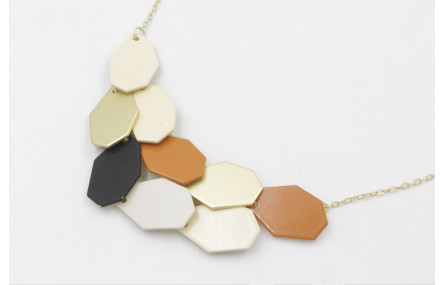 Collar babero de cadena de eslabón doarado mate co