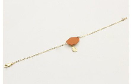 Pulsera cadena de eslabón doarado mate con hexágon