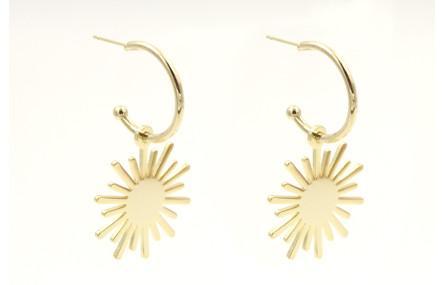 Pendientes acero inoxdable semi aro con bola y col