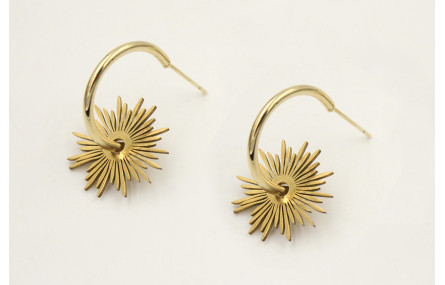 Pendinetes acero inoxidable perno semi aro con bol