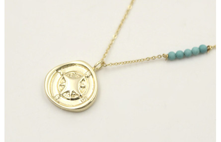 Solitario de acero inoxidable con cadena de eslabó