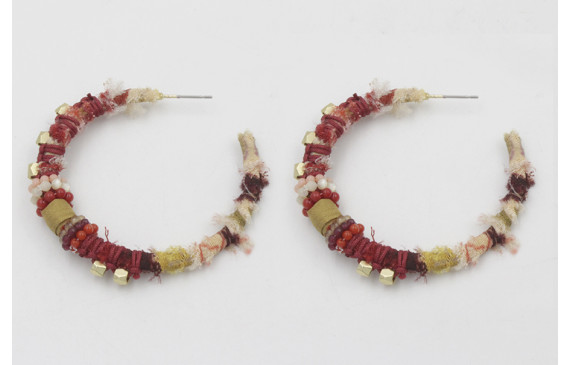 Pendientes aro plano forrado de lazo tubo kimono g