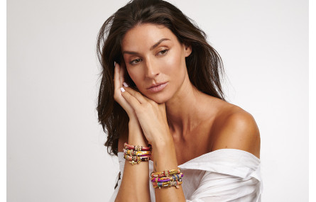 Pulsera seda natural mostaza y lazo tubo kimono ve