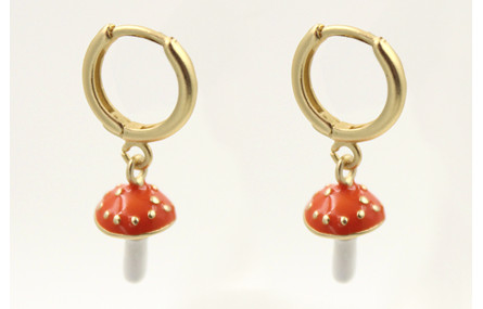 Pendientes perno de seguridad oro mate con colgant