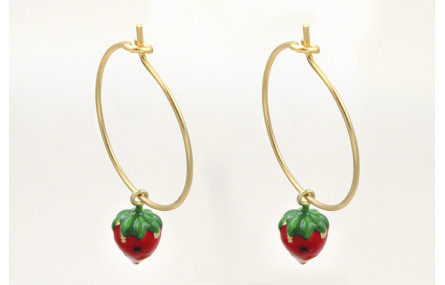 Pendientes de aro de 20mm con colgantes de fresas 