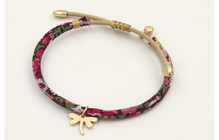 Pulsera regulable de cinta liberty en tonos morado