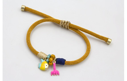 Pulsera cordón retorcido mostaza forrada con hilo 