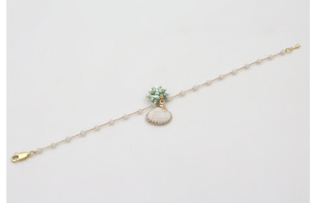 Pulsera cadena facetadas opal con burruño de bolas