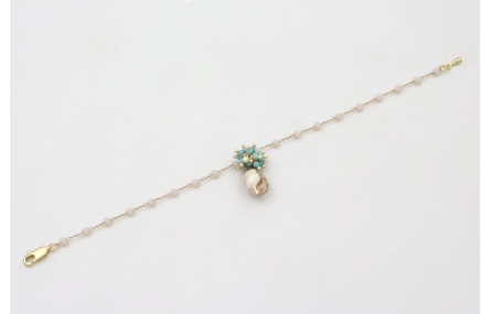 Pulsera cadena facetadas opal con burruño de bolas