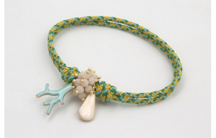 Pulsera nudo corredizo de driza verde y turquesa c