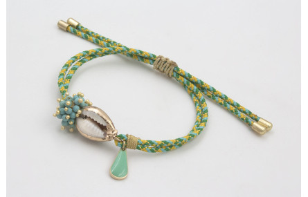 Pulsera de driza verde y turquesa con burruño bola