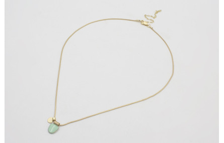 Collar cadena cordón dorada mate con daga turquesa