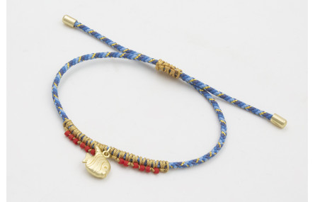Pulsera de driza azul y dorado con nudo macramé do