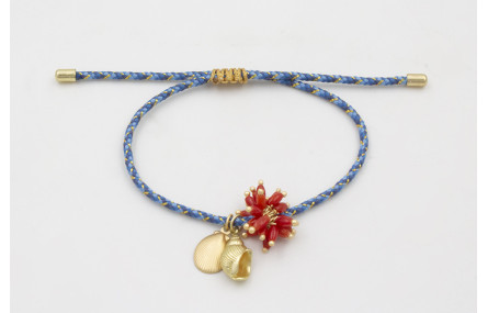 Pulsera de driza azul y dorado con nudo macramé do