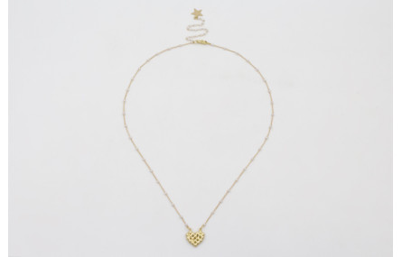 Collar cadena eslabón plano con perla intercalada 