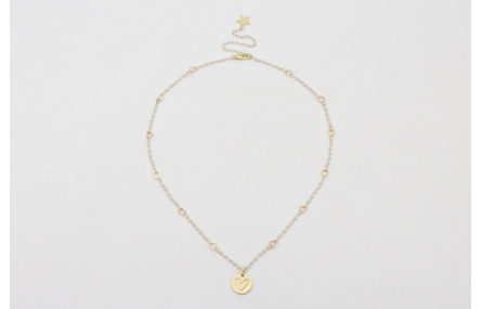 Collar cadena eslabón corazón con perla intercalad