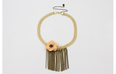 Choker cadena tira plana dorada mate con fleco cad