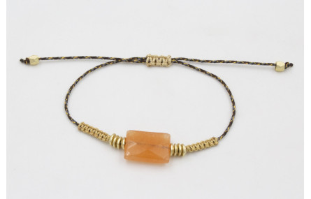 Pulsera hilo micro driza negro, dorado y gris con 