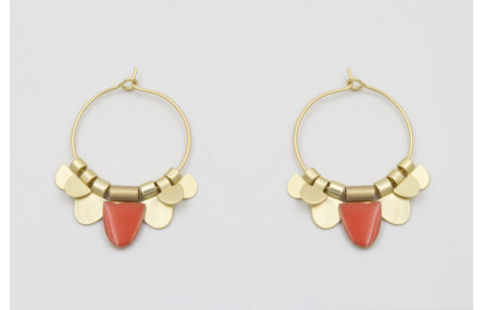 Pendientes aro mediano dorado mate dagas rosa cora