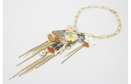 Collar cadena eslabón alargado grande con colgante