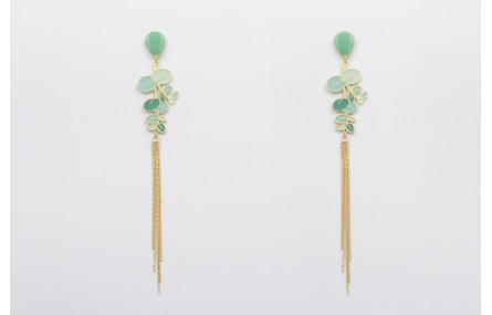 Pendientes perno gota esmaltado turquesa con colga